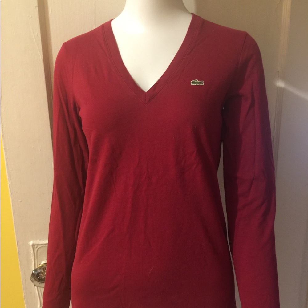 Burgundy Lacoste long sleeve shirt